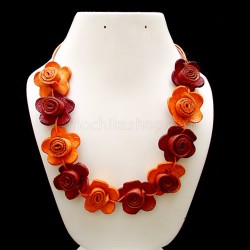 08 Pretty Orange Peel Necklaces Chain Small Flower Design Mixed Colors