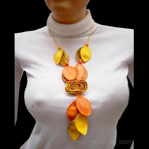08 Wholesale Orange Peel Necklaces Leaf Model Multicolor Handmad