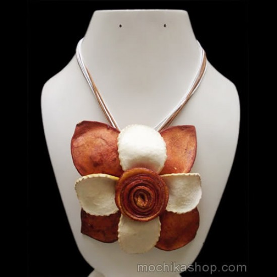 12 Wholesale Orange Peel Necklaces Big Flower Model Handmade