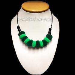 12 Pom Pom Necklaces Handcrafted Alpaca Wool, Assorted Color Design