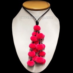 06 Pom Pom Necklaces Handcrafted Andean Wool, Tribal Design