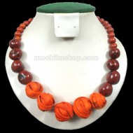 12 Peruvian Bombona Seeds and Orange Peel Necklaces , Inca Design