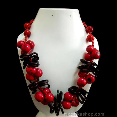 Lot 24 Peruvian Necklaces  Bombona Seed with Coconut Ring