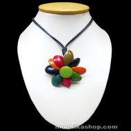 12 Pretty Palmito Seeds Choker Necklaces with Tagua Button - Flower Design