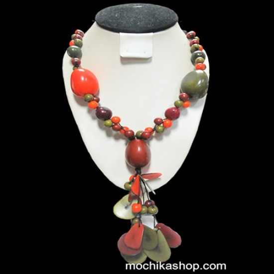 12 Wholesale Pretty Classic Necklaces Handcrafted Tagua Beads & Acai Seeds, Inca Design