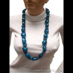Amazing Necklace Handmade Tagua Seed Beads, Turquoise Color