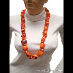 Beautiful Necklaces Handmade Tagua Seed Beads Orange Color