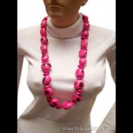 Pretty Inca Necklaces Handmade Tagua Seed Beads Fuchsia Color