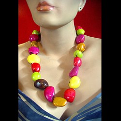 Gorgeous Necklaces Handmade Tagua Seed Beads, Colorful Design