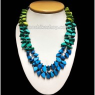 06 Tagua Necklaces Handmade Double Cascajo Beads, Colorful Choker Design