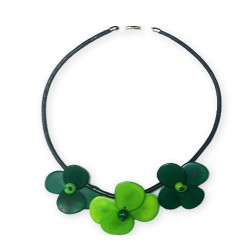 12 Beatiful Necklaces Tagua Chips Flat Beads Flowers Design Black Cord