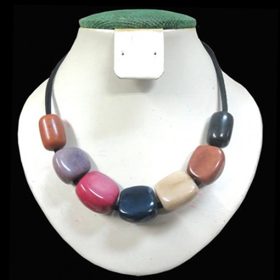 12 Beautiful Tagua Beads Necklaces Colorful, Tribal Design