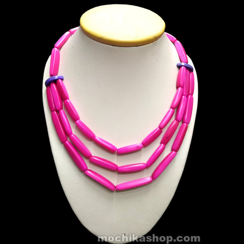 24 Wholseale Amazing Tagua Tube Necklaces 3 Layers - Tribal Design
