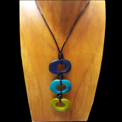 24 Necklaces Handmade Tagua Donuts , Mixed Color - Square Design