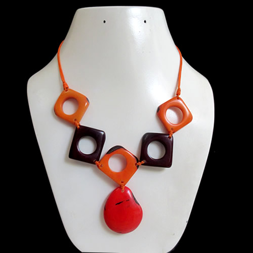 06 Beautiful Choker Necklaces Handmade of Colorful Tagua Donuts