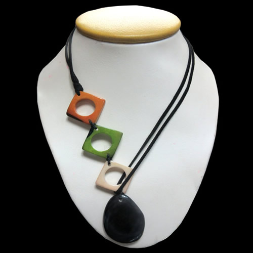 12 Nice Necklaces Handmade Square Tagua Donuts Seed Beads, Inca Design