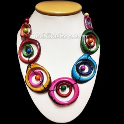 Tagua Donut Necklace Handmade, Choker Colorful Design