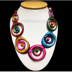 Tagua Donut Necklace Handmade, Choker Colorful Design