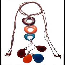 12 Pretty Necklaces Handmade of Tagua Nut Donuts Seed Beads Colorful