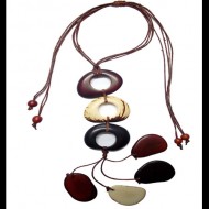 24 Beautiful Necklaces Handmade of Tagua Nut Donuts Seed Beads Multicolor