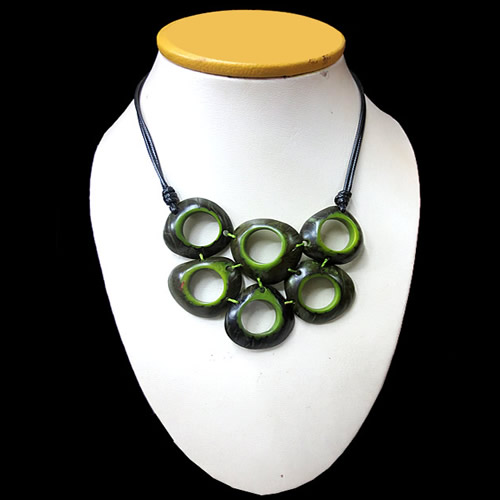 06 Pretty Small Tagua Donuts Choker Necklaces - Boho Design