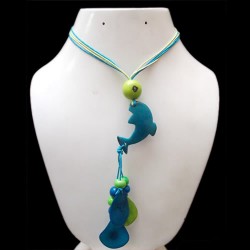 06 Beautiful Necklaces Handmade Tagua Seed Beads Dolphin Design