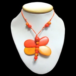 06 Amazing Necklaces Handmade Tagua Seed Beads, Dragonfly Design