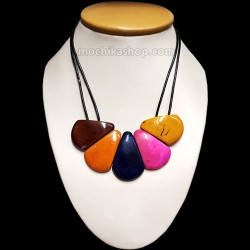 06 Tagua Necklaces handmade, Colorful Teardrop Choker Design