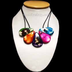 Tagua Necklace handcrafted, Crust Flat Teardrop Design