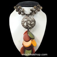 06 Beautiful Necklaces handmade of Tagua Flat Seeds & Coconut Button