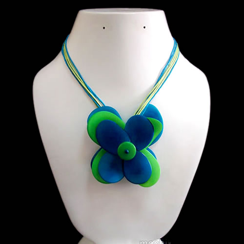 12 Pretty Necklaces Handmade Tagua Flat Seed Beads, Flower Design
