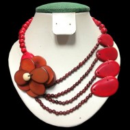 06 Pretty Necklaces Handmade Tagua Mixed Seeds, Flower Design