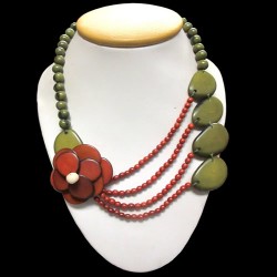01 Gorgeous Necklaces Handmade Tagua Mixed Seed Beads Rossete Desig