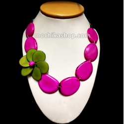 06 Necklaces Tagua Nut Mixed Flat Seed Beads Flowers Design