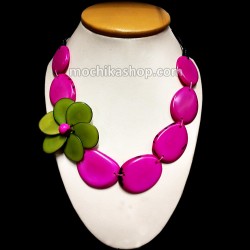 06 Necklaces Tagua Nut Mixed Flat Seed Beads Flowers Design