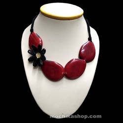 06 Beautiful Choker Necklaces Handmade Tagua Flat Seeds & Sunflower Seeds
