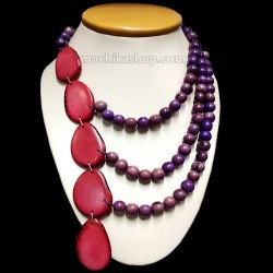 12 Tagua Necklaces handcrafted with Acai Seeds, Colorful Design