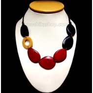 06 Tagua Necklaces Handmade with Small Ring, Assorted color Choker design