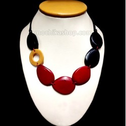06 Tagua Necklaces Handmade with Small Ring, Assorted color Choker design