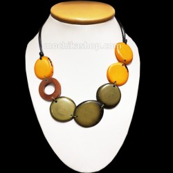 12 Tagua Necklaces Handcrafted with Small Ring, colorful Choker design