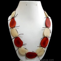 06 Pretty Chokers Necklaces Handmade of Tagua Flat Seed Beads