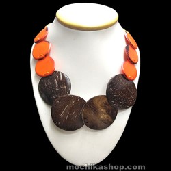 06  Beautiful  Choker Necklaces Handmade of Tagua Flat Seeds & Coconut Peel