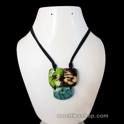 06 Pretty Necklaces Handmade Tagua Crust Flat Seed,Tribal Design