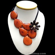 06 Beautiful Tagua Flat Necklaces with Sunflower Seeds - Choker Design
