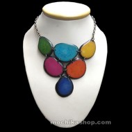 Beautiful Multicolor Tagua Flat Choker Necklace - Tribal Design
