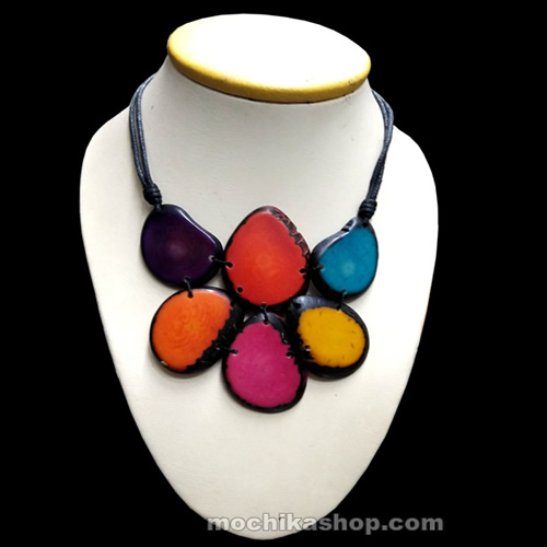 Amazing Multicolor Tagua Nut Choker Necklace - Native Design