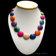 Beautiful Multicolor Tagua Nut Choker Necklace - Button Design