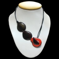 12 Amazing Tagua Flat Seed Beads Necklaces Assorted Colors, Black Cord