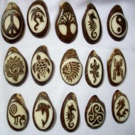 Lot 100 Handmade Tagua Nut Seed Beads Pendants Necklaces