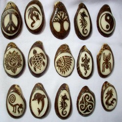 Lot 30 Handmade Tagua Nut Seed Beads Pendants Necklaces